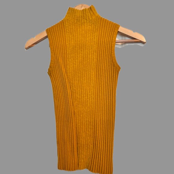 The Ribbed Turtleneck Tank Top Yellow - Picture 1 of 1
